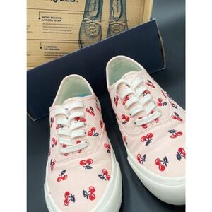 Vintage Style Sneakers Pink w/ Embroidered Cherries - SeaVees J.Crew, Sz 8 US